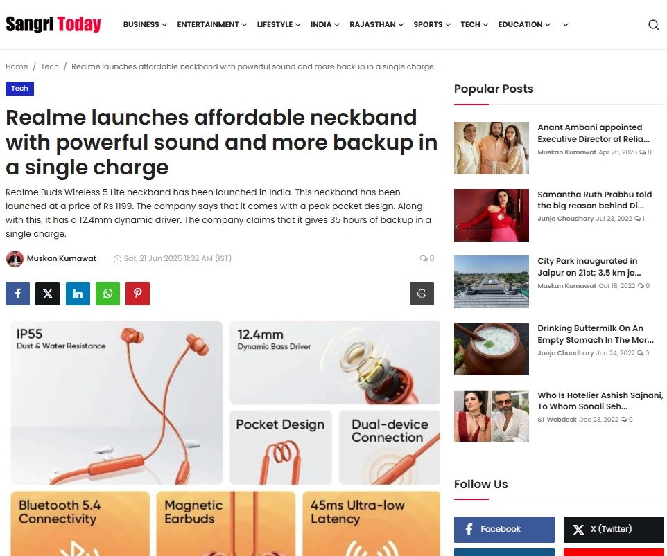 Realme launches Neckband